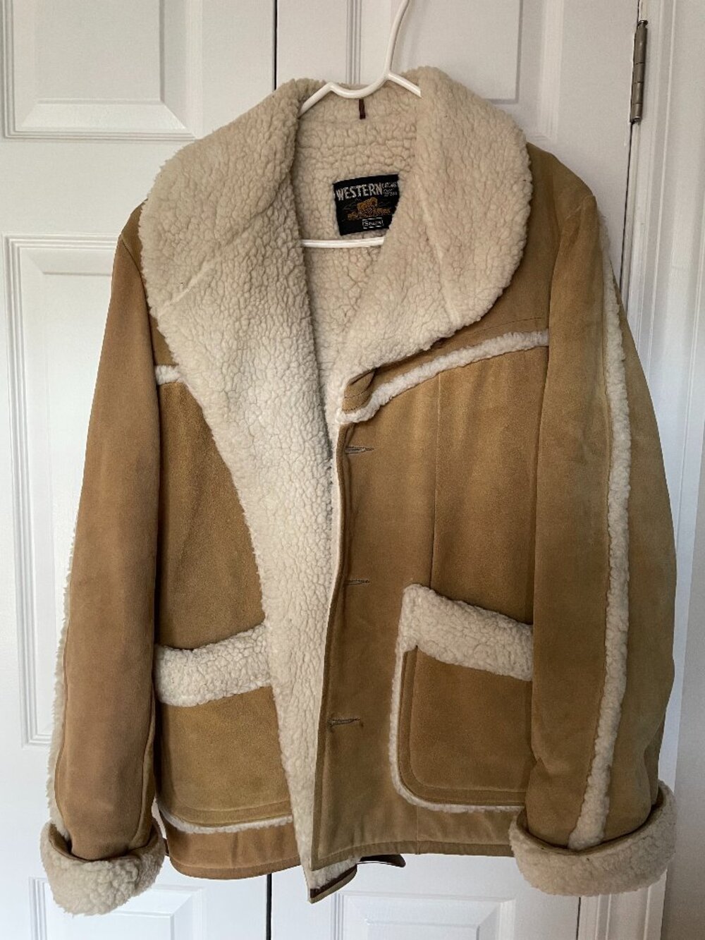 Vintage Sears Western Wear Faux Shearling Mens Coat, Size L